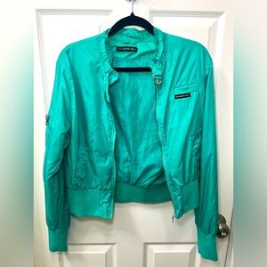 Aqua Members Only Bomber Jacket (Medium)